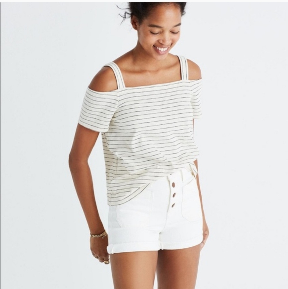 Madewell Cold-Shoulder Tee in Bellamy Stripe